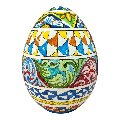 Uovo di Pasqua gigante in ceramica siciliana decoro carretto con limoni Produzione artigianale di Santo Stefano di Camastra h.43cm