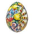 Uovo di Pasqua gigante in ceramica siciliana decoro carretto con limoni Produzione artigianale di Santo Stefano di Camastra h.43cm