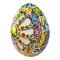 Uovo di Pasqua gigante in ceramica siciliana decoro carretto con limoni Produzione artigianale di Santo Stefano di Camastra h.43cm