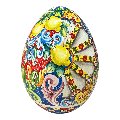 Uovo di Pasqua gigante in ceramica siciliana decoro carretto con limoni Produzione artigianale di Santo Stefano di Camastra h.43cm