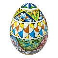 Uovo di Pasqua gigante in ceramica siciliana decoro carretto con limoni Produzione artigianale di Santo Stefano di Camastra h.43cm