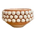 Ciotola pigna svuota tasche o porta caramelle in ceramica siciliana decoro bianco e terracotta Produzione artigianale di Santo Stefano di Camastra Diametro 15cm