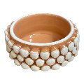 Ciotola pigna svuota tasche o porta caramelle in ceramica siciliana decoro bianco e terracotta Produzione artigianale di Santo Stefano di Camastra Diametro 15cm