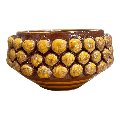 Ciotola pigna svuota tasche o porta caramelle in ceramica siciliana decoro mattone e giallo oro Produzione artigianale di Santo Stefano di Camastra Diametro 15cm