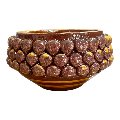 Ciotola pigna svuota tasche o porta caramelle in ceramica siciliana decoro mattone e giallo oro Produzione artigianale di Santo Stefano di Camastra Diametro 15cm
