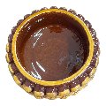 Ciotola pigna svuota tasche o porta caramelle in ceramica siciliana decoro mattone e giallo oro Produzione artigianale di Santo Stefano di Camastra Diametro 15cm