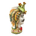 Teste di moro in ceramica siciliana decoro con fichi d’india Produzione artigianale  di Caltagirone h.30cm