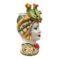 Teste di moro in ceramica siciliana decoro con fichi d’india Produzione artigianale  di Caltagirone h.30cm