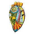 Svuota tasche/porta caramelle pala di fico d’india in ceramica siciliana decoro Sicilian Folk Produzione artigianale di Caltagirone Lunghezza 22cm