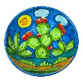 Ciotola centrotavola in ceramica siciliana con fichi d’india decoro naif Produzione artigianale di Santo Stefano di Camastra Diametro 20cm
