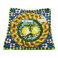 Svuotatasche/porta caramelle in ceramica siciliana decoro con limoni e treccia Produzione artigianale di Caltagirone 21 x 21