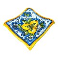 Svuotatasche/porta caramelle in ceramica siciliana decoro con limoni Produzione artigianale di Caltagirone 21 x 21