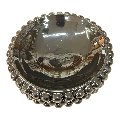 Ciotola pigna svuotatasche o porta caramelle in ceramica siciliana decoro nero monocolore Produzione artigianale di Santo Stefano di Camastra Diametro 18cm