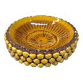 Ciotola pigna svuotatasche o porta caramelle in ceramica siciliana decoro giallo oro e mattone Produzione artigianale di Santo Stefano di Camastra Diametro 18cm