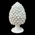 Pigna bianca monocolore in ceramica siciliana Produzione artigianale di Caltagirone h.35 cm