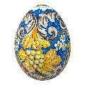 Uovo di Pasqua gigante in ceramica siciliana decoro ornato con limoni, arance e uva Produzione artigianale di Santo Stefano di Camastra h.43cm