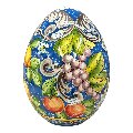 Uovo di Pasqua gigante in ceramica siciliana decoro ornato con limoni, arance e uva Produzione artigianale di Santo Stefano di Camastra h.43cm