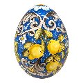 Uovo di Pasqua gigante in ceramica siciliana decoro ornato con limoni, arance e uva Produzione artigianale di Santo Stefano di Camastra h.43cm