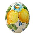 Uovo di Pasqua in ceramica siciliana decoro limoni e margherite Produzione artigianale di Santo Stefano di Camastra h.15cm