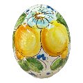 Uovo di Pasqua in ceramica siciliana decoro limoni e margherite Produzione artigianale di Santo Stefano di Camastra h.15cm