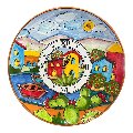 Orologio da parete in ceramica siciliana decoro marittimo naif con fichi d’india Produzione artigianale di Santo Stefano di Camastra Diametro 37cm