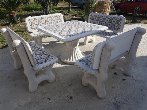 TAVOLO E PANCHE RETTE E CON SPALLIERA GOLDEN