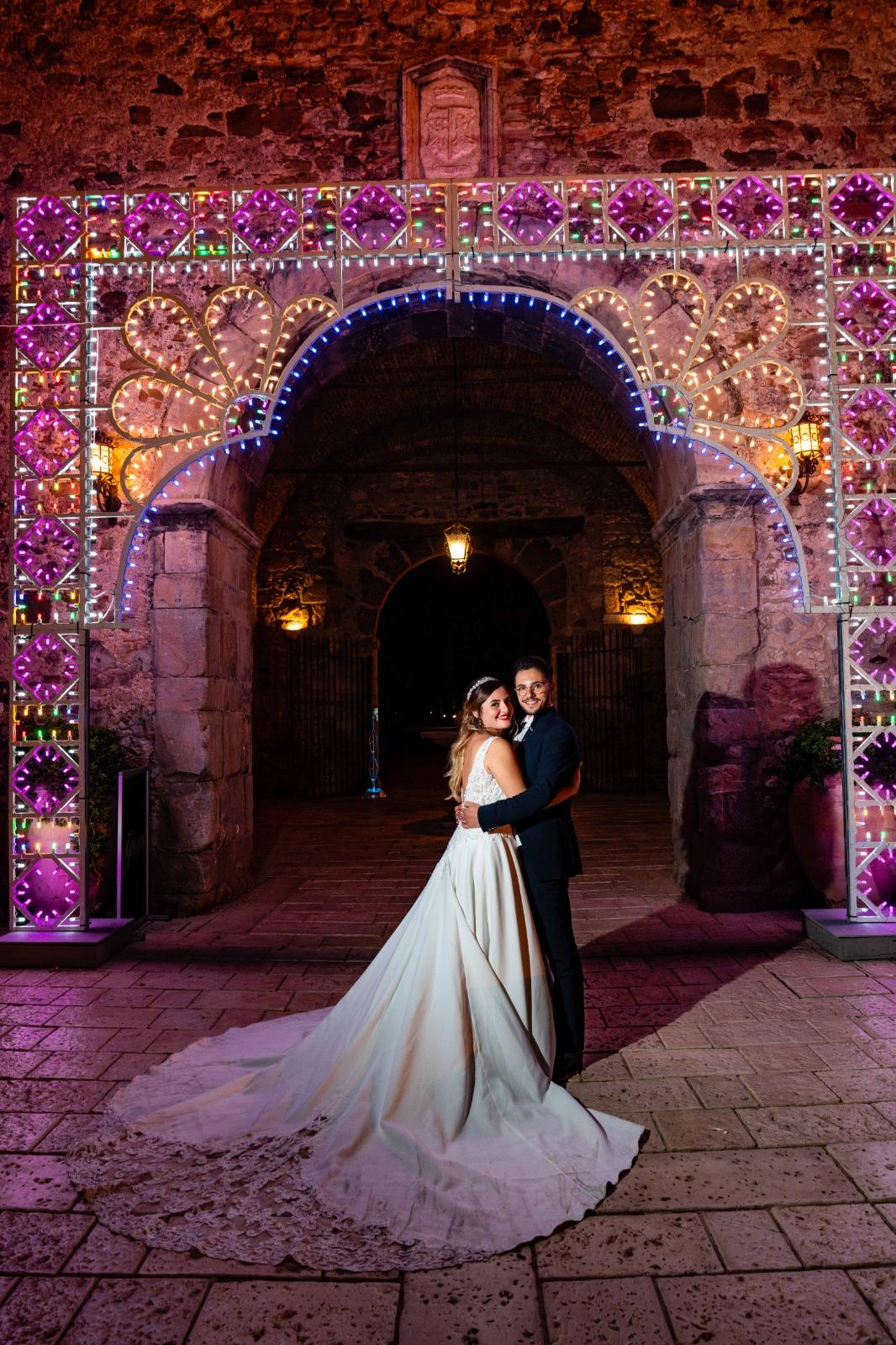 Arco Decorativo per Matrimoni Cancello Adornabile Decorazioni Eventi -  Dorato & 1 x Salice Piangente Luminoso a Luci LED