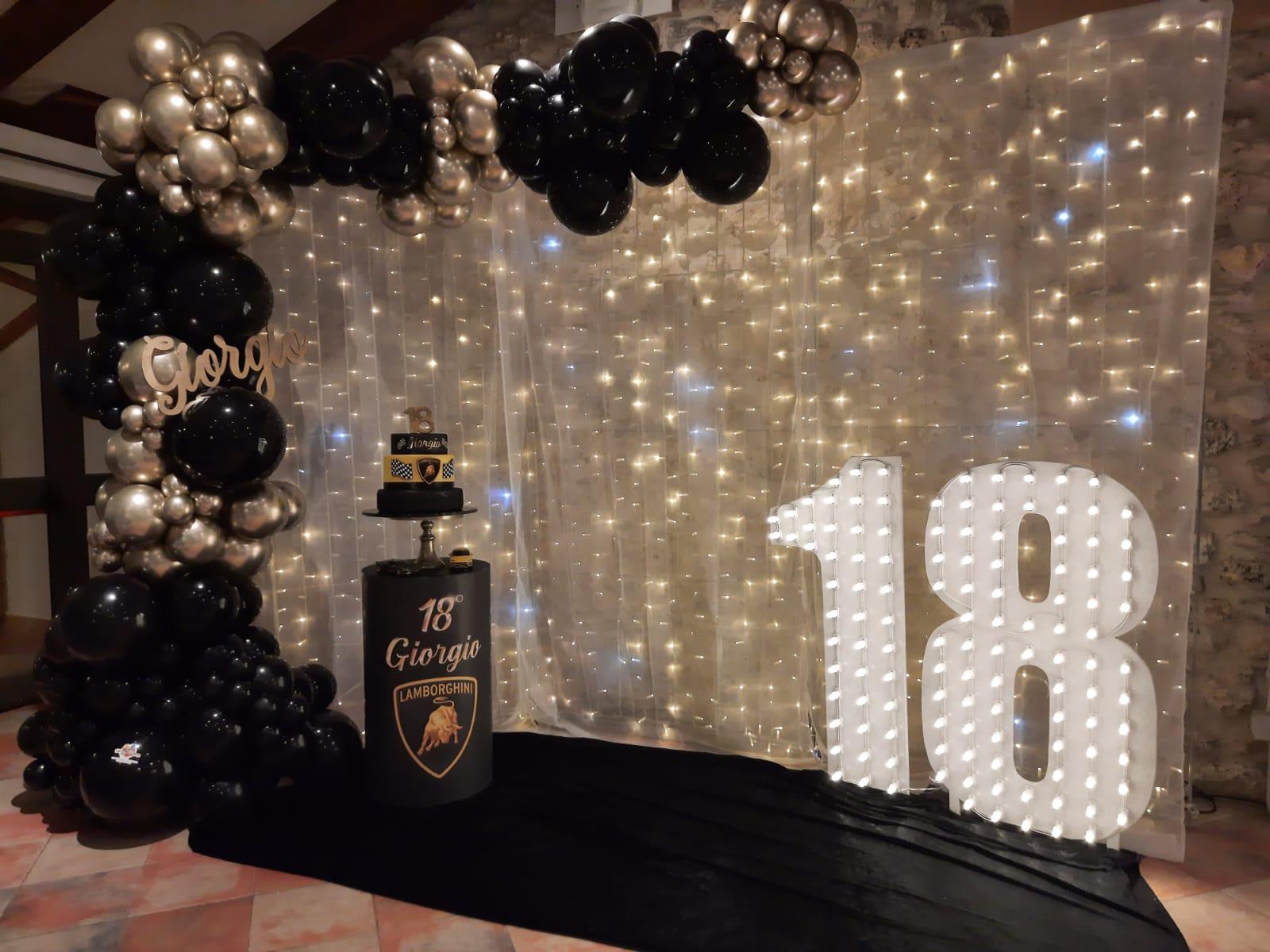 18 COMPLEANNO LUMINOSO - TOP - (18+Tenda+Gadget+Nome+4 Fontane) Luminarie Compleanno