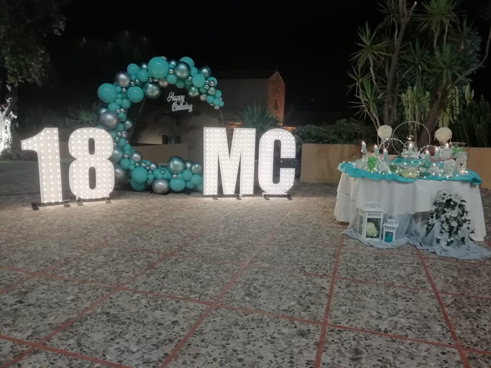 18 COMPLEANNO LUMINOSO - PRO - (18+Tenda+Gadget+X+2 Fontane) Luminarie Compleanno