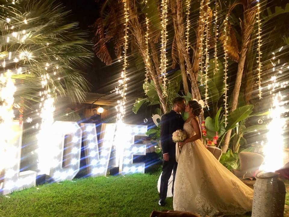 PALMA LUMINOSA LUCI PENDENTI Luminarie Matrimonio