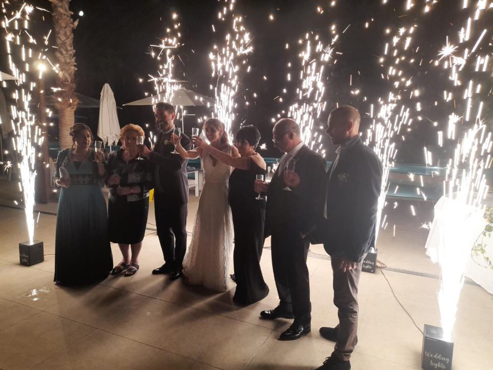 FONTANE A FREDDO LUMINOSE INGRESSO SPOSI TAGLIO TORTA Luminarie Matrimonio