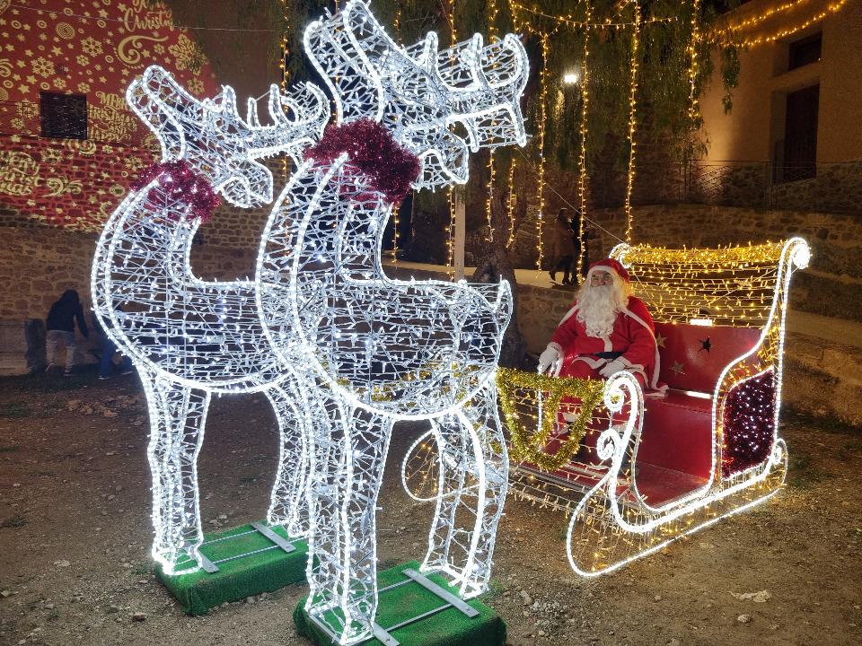 COPPIA RENNE CON SLITTA E SEDUTA Luminarie Natalizie per Piazze