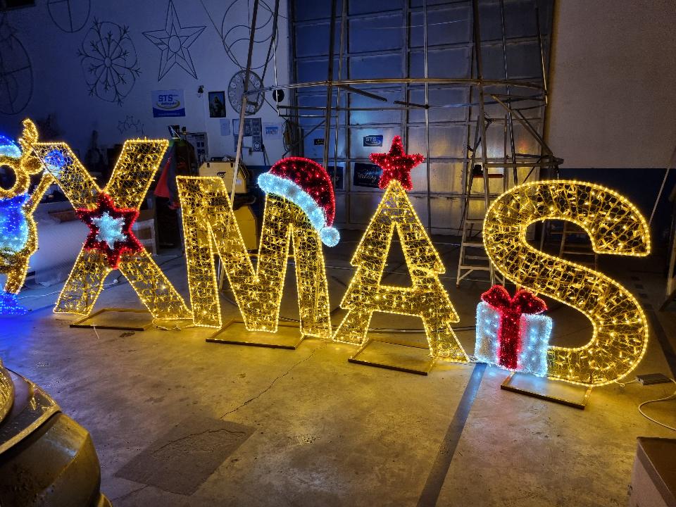 SCRITTA XMAS 2D PAVIMENTO Luminarie Natalizie per Piazze