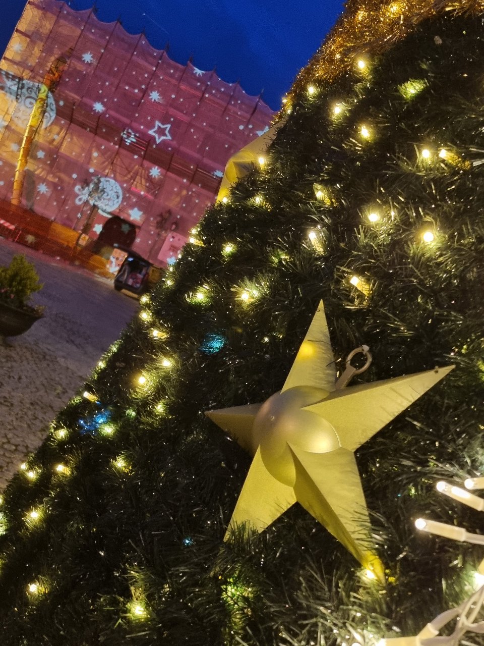 ALBERO CARPET VERDE con Fiocchi o Stelle 12 Mt Luminarie Natalizie per Piazze