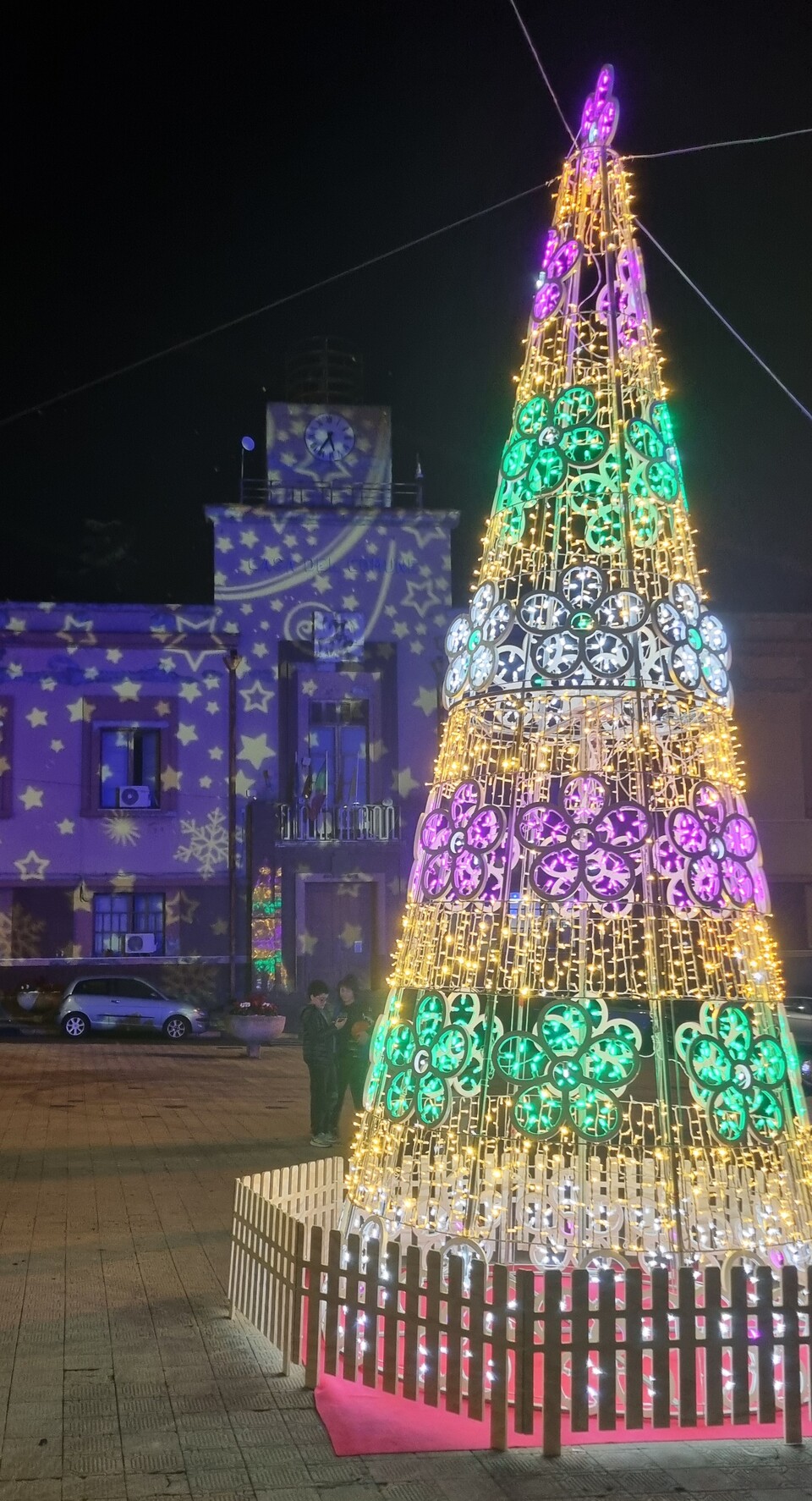 ALBERO CON FIORI LUMINARIA 7 mt Luminarie Natalizie per Piazze