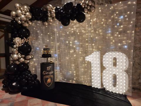 18 COMPLEANNO LUMINOSO - TOP - (18+Tenda+Gadget+Nome+4 Fontane) Luminarie Compleanno