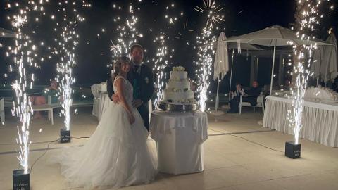 FONTANE A FREDDO LUMINOSE INGRESSO SPOSI TAGLIO TORTA Luminarie Matrimonio