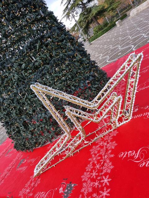 ALBERO CON GHIRLANDE VERDI 7 mt Luminarie Natalizie per Piazze