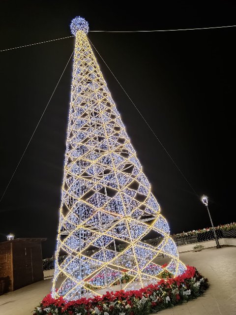 ALBERO A ROMBI 12Mt Luminarie Natalizie per Piazze