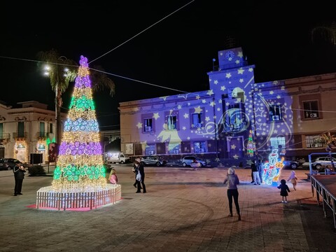 ALBERO CON FIORI LUMINARIA 7 mt Luminarie Natalizie per Piazze