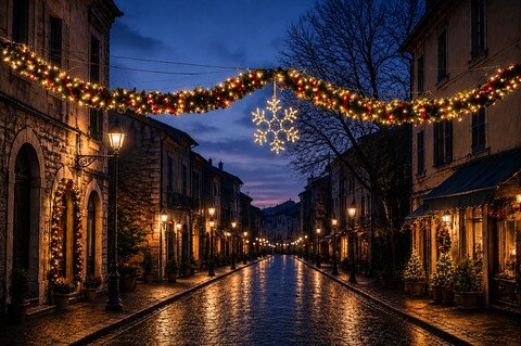 GHIRLANDA LUMINOSA STRADALE CON FIOCCO Luminarie Natalizie per Strade