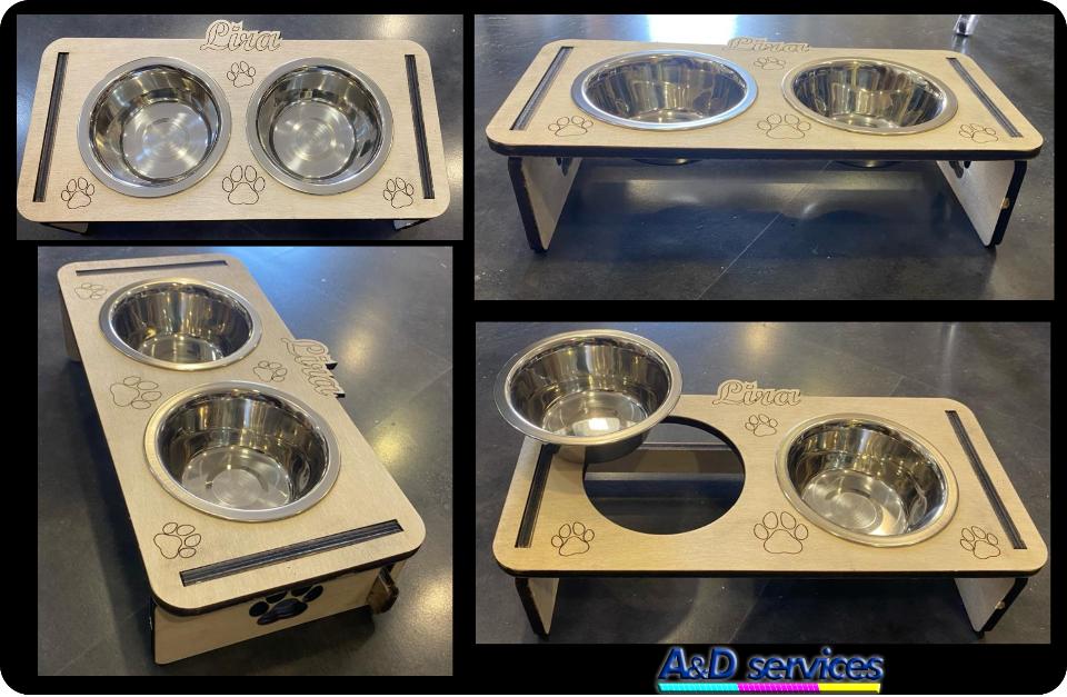 Porta ciotole rialzato personalizzato per cani o gatti AeD Porta ciotole personalizzato