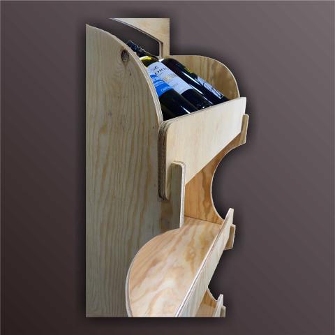Espositore in legno A&D da terra per bottiglie di vino, 4 ripiani