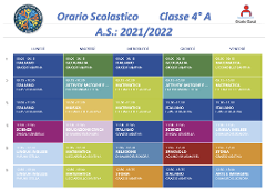 ORARIO CLASSE 4°A