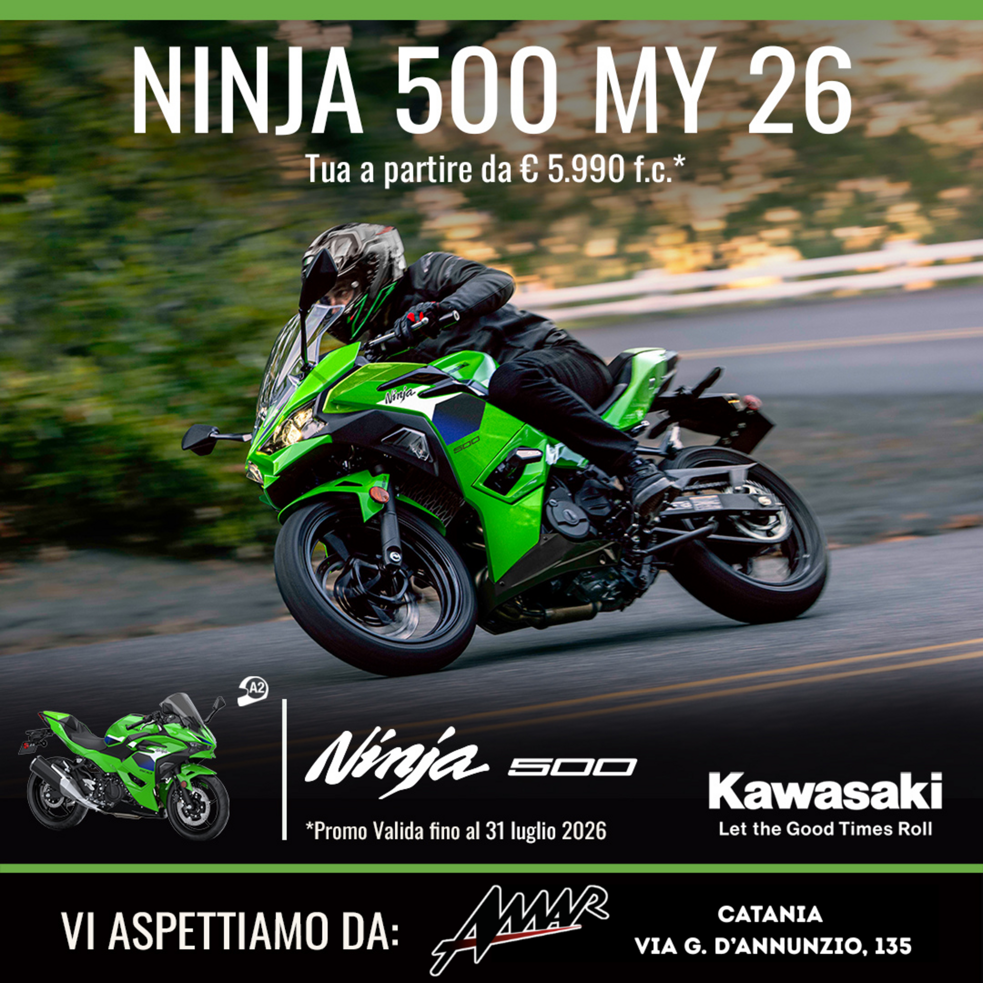 Ninja 500 tua a partire da € 5.890