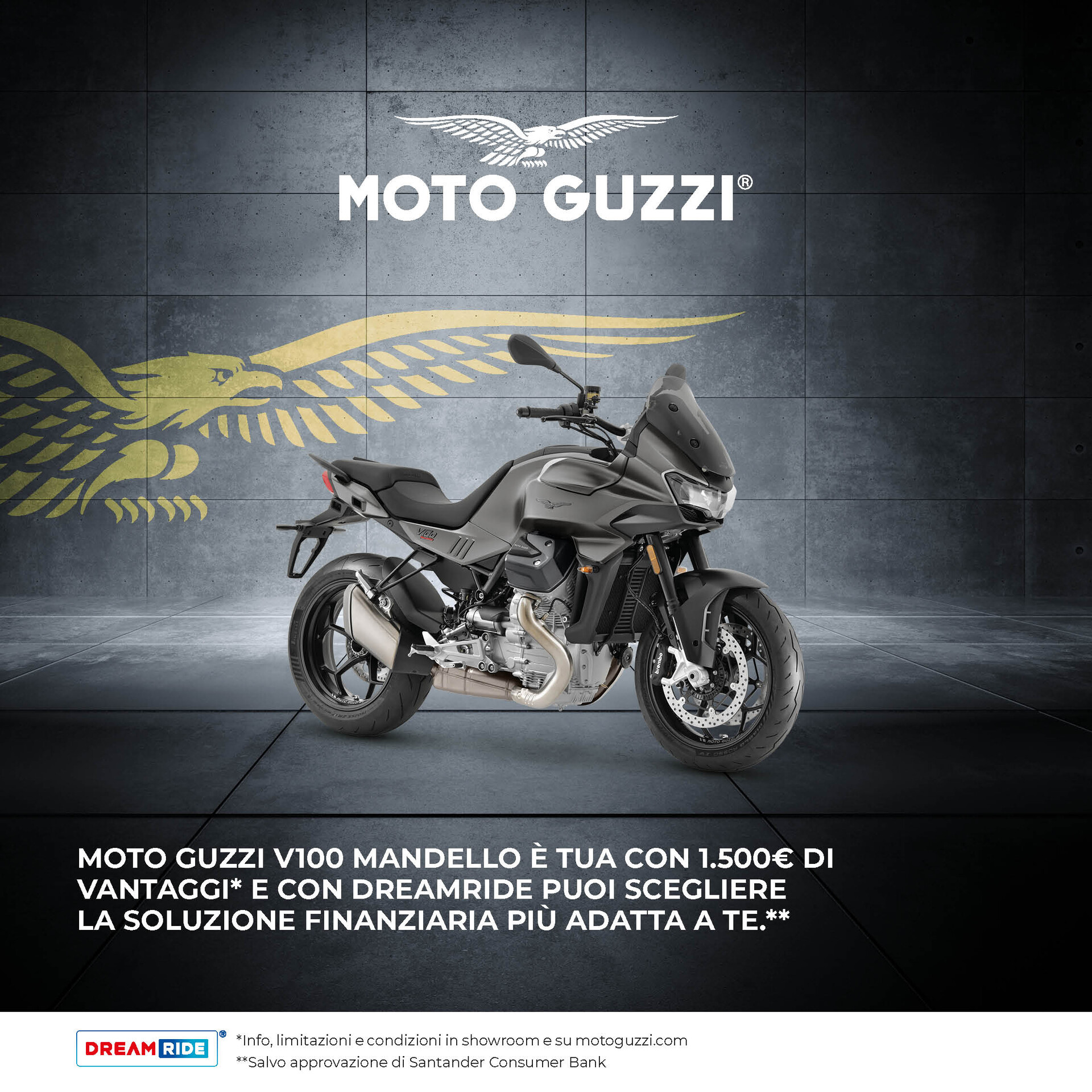 MOTO GUZZI V100 MANDELLO E’ TUA CON 1.500€ DI VANTAGGI DA 150€ AL MESE (TAN 5,99%, TAEG 7,94%)