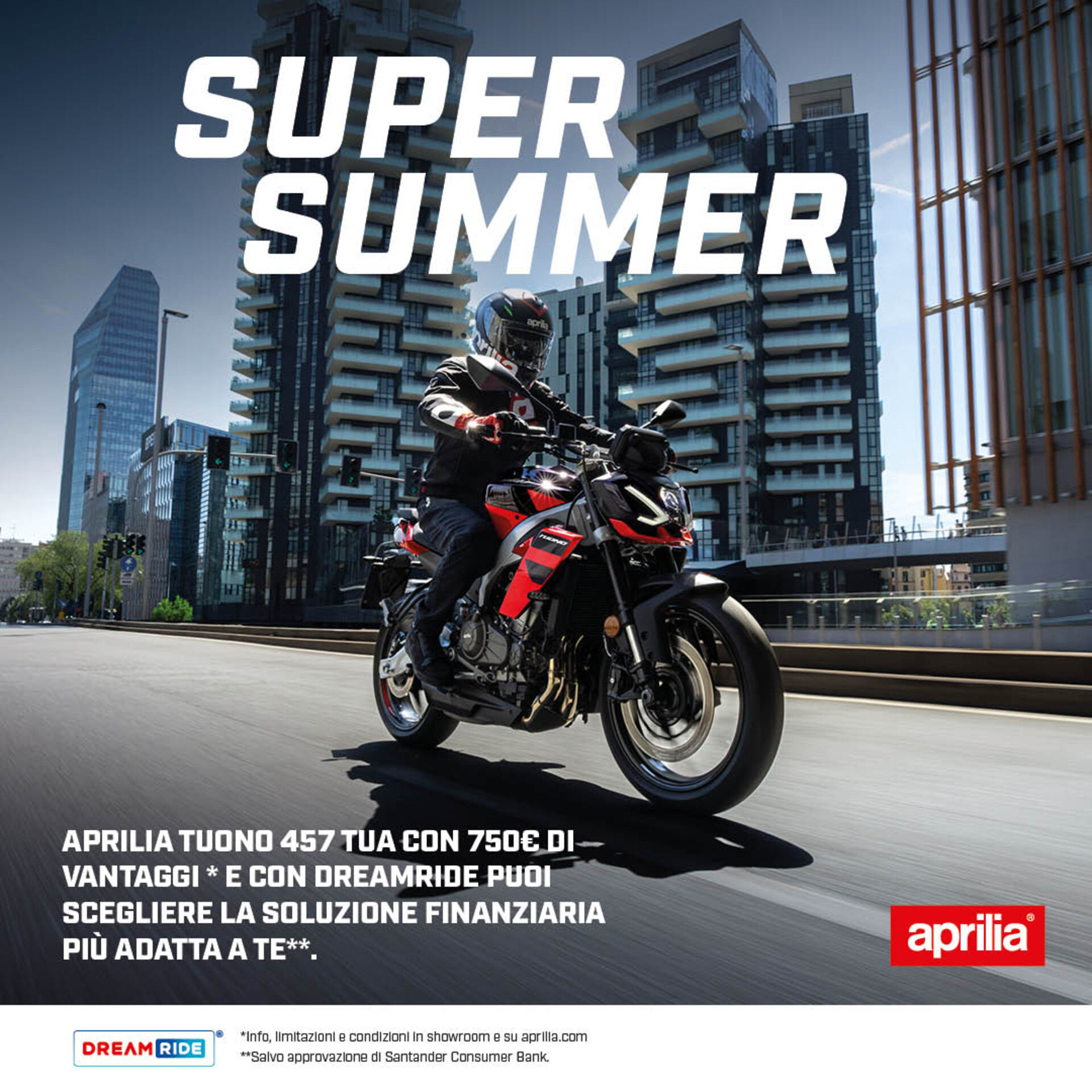 APRILIA TUONO 457 CON 750€ DI VANTAGGI DA 80€ AL MESE (TAN 4,99%, TAEG 9,14%)