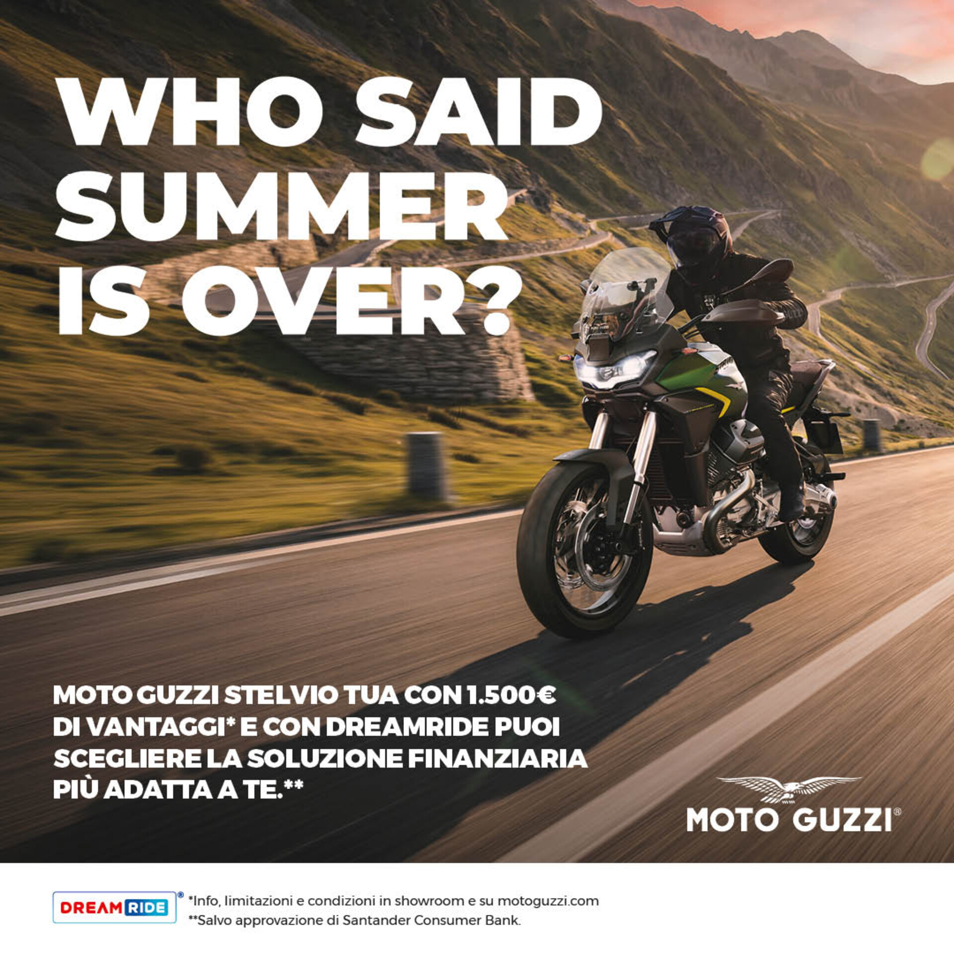 MOTO GUZZI STELVIO E' TUA CON 1.500€ DI VANTAGGI DA 150€ AL MESE (TAN 5,99%, TAEG 7,88%)