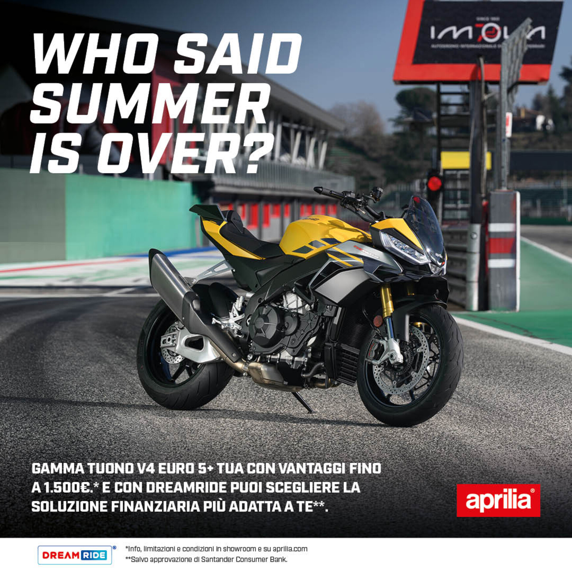 APRILIA TUONO V4 TUA CON VANTAGGI FINO A 1.500€ DA 160€ AL MESE (TAN 5,99%, TAEG 7,75%)