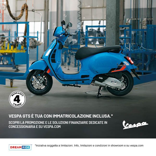Vespa GTS Euro 5+ tua chiavi in mano con rate da 126€ al mese